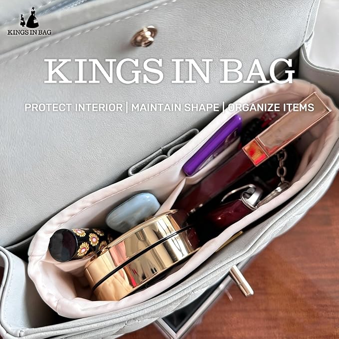 Purse Organizer Insert, Silky-Soft Lightweight Design, Multi-Pocket, Keeps Bag Organized & Protects Interior, Fits Chanel Classic Flap Medium, Ideal for Travel & Daily Use(Craie, CF Medium 25) - Image 3