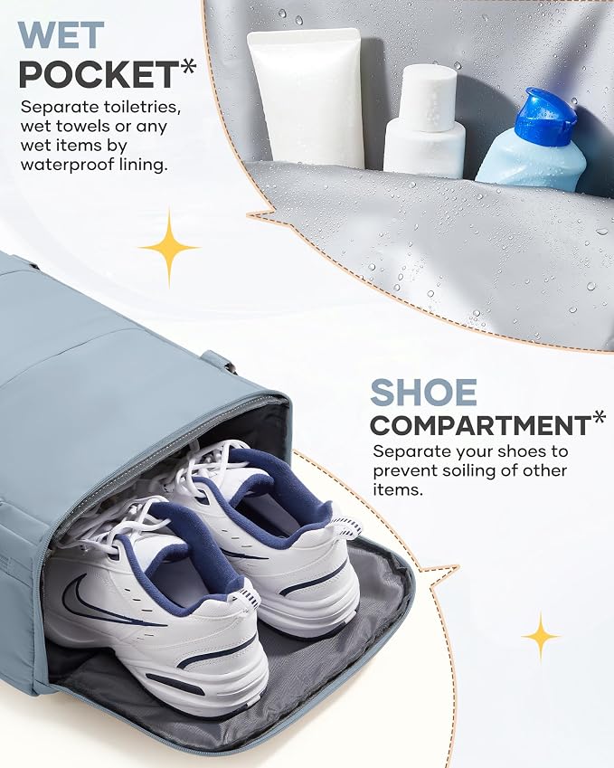 coofay Travel Backpack For Women Men Airline Approved Carry On Backpack Flight Approved Waterproof Sports Luggage Backpack Casual Daypack Small Hiking Backpack Grey Blue - Image 6