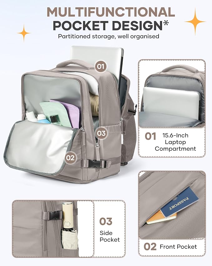 Large Travel Backpack - Carry On Flight Approved Mochila De Viaje - 18x14x8 Inches - Personal Item Travel Bag for Men & Women - Image 4