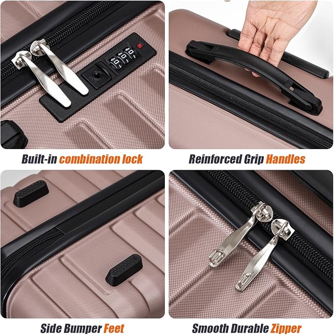 Cosbarn Luggage Sets 5 Piece Suitcases with Wheels, Suitcase Set ABS Hard Case Luggage with Spinner Wheels Durable Travel Luggage - Image 2