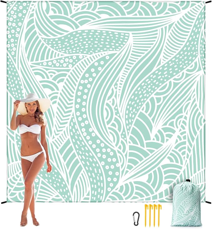 WIWIGO Beach Blanket Waterproof Sandproof Beach Mat 79" X 83"/10'x9'for 2-8 Adults Quick Drying Outdoor Picnic Mat Beach Accessories for Travel, Camping, Hiking - Image 5