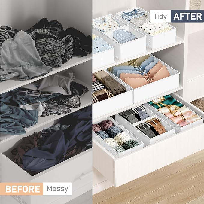 DIMJ Drawer Organizer Clothes - 30 Pack Closet Drawer Organizer Bins for Baby Clothes Storage, Fabric Dresser Organizer for Nursery Bedroom, Foldable Small Drawer Dividers for Underwear Socks - Image 5