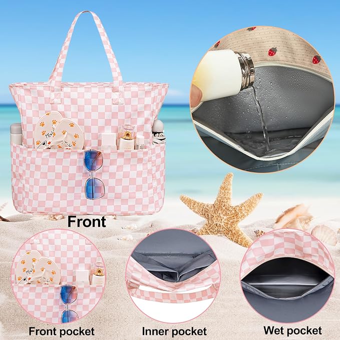 Bluboon Waterproof Beach Tote Pool Bags for Women Ladies Extra Large Carry On Bag With Wet Compartment for Weekender Travel - Image 6