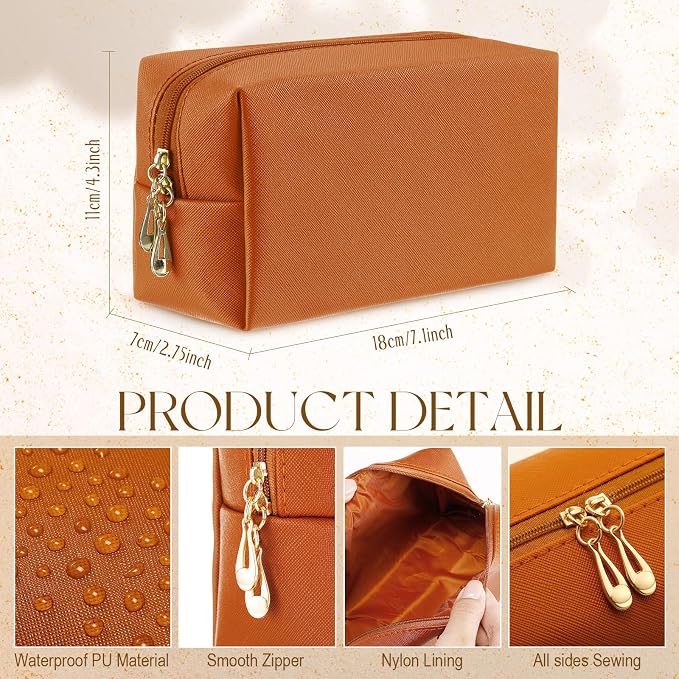 Kigeli Aesthetic Makeup Bags PU Leather Cosmetic Pouches Waterproof Plain Toiletry Bags Makeup Pouches Bulk for Women Party Gift Travel Storage Organizer(Mixed Color,7.1 x 2.8 x 4.3 in) - Image 2
