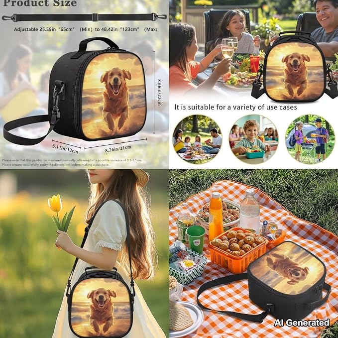 Girls Backpacks Ages 8-10 6-8 Cute Golden Retriever Backpacks for Boys with Lunch Box 4 Piece School Bag Set 17 inch Kids Bookbag with Adjustable Starps Teens Back Pack Daypack - Image 5