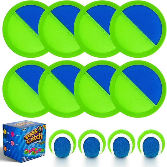 Ayeboovi Toss and Catch Ball Set Outdoor Yard Beach Pool Toys Games for Kids Family Sports 8 Paddles 4 Balls for Toddlers Boys Girls Ages 3-12 Boys Girls Birthday