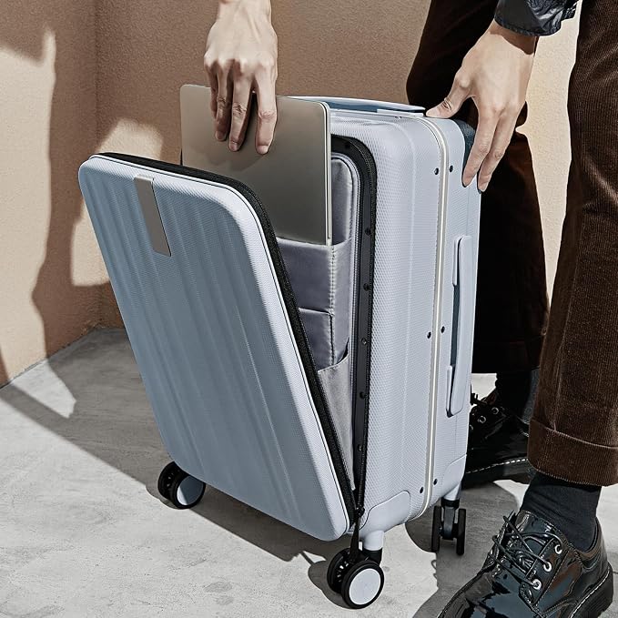 Hanke 20 Inch Carry On Luggage Hard Shell Suitcases with Wheels Luggage Suitcase Travel Luggage for Women Men Rolling Luggage Bags for Business Trip Weekender-Grey - Image 9