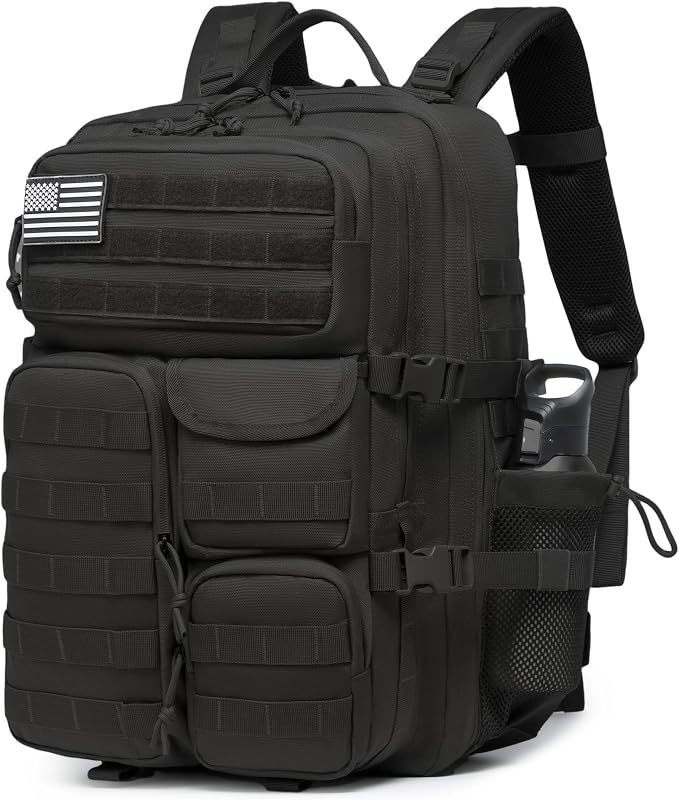 Wotony Tactical Backpack - Military waterproof backpack with multiple pockets and tactical gear for the outdoors (Black, 45L) - Image 2
