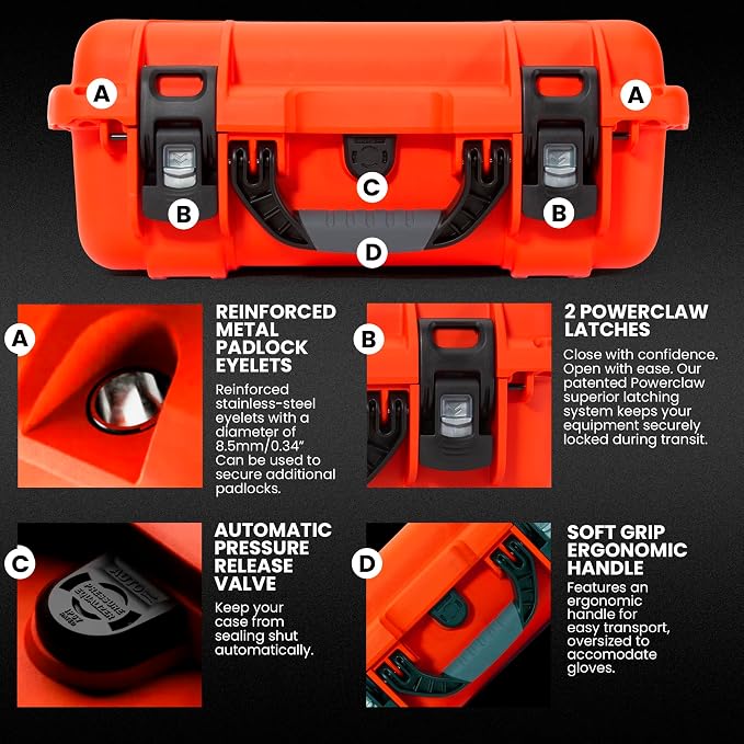 NANUK 920 Hard Case – Waterproof Travel Hard Case with Customizable Cubed Foam, 16.7” x 13.4” x 6.8”, Dustproof & Impact-Resistant, Airline Carry-On Approved – Orange - Image 4