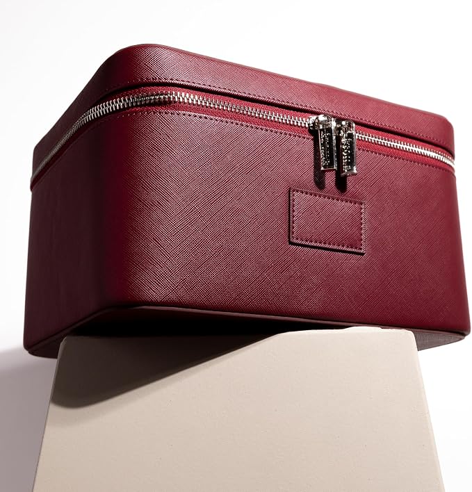 ETOILE - Vanity Case Burgundy - Stylish Travel Makeup Bag Organizer with Dividers - Image 2