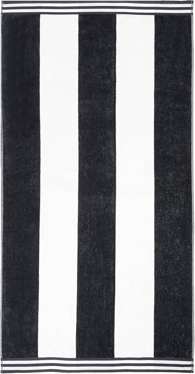 Superior Cotton Nautical Stripe Beach Towels, Colorful Towels for Adult, Kid, Pool, Swimming, Sand, Travel, Large Oversized, Absorbent, Fast Drying, Bath Basics, Cabana Collection, 1 Piece, Charcoal - Image 2