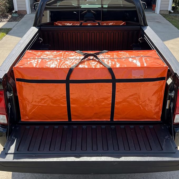 Windyun 4 Pack 177 Gallon Extra Large Moving Bags XXL Heavy Duty Storage Bag with Strong Zipper Handle Jumbo Big Tote Box Foldable for College Dorm Travel Clothes Duffle Blanket Pillow(Orange) - Image 7