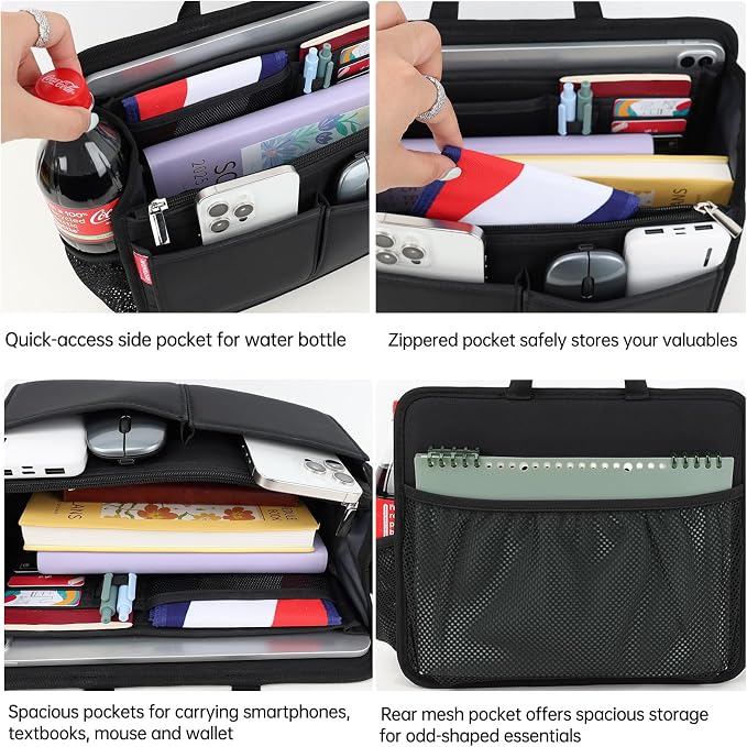 Small Rugged Organizer Insert for Briefcase Tote Shoulder Messenger Bag-19 Pockets,Padded Water-repellent Nylon-Navy - Image 8