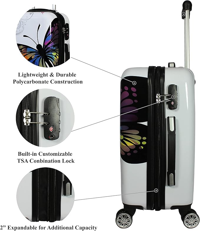 World Traveler Butterfly Luggage, 4-Piece Set - Image 8
