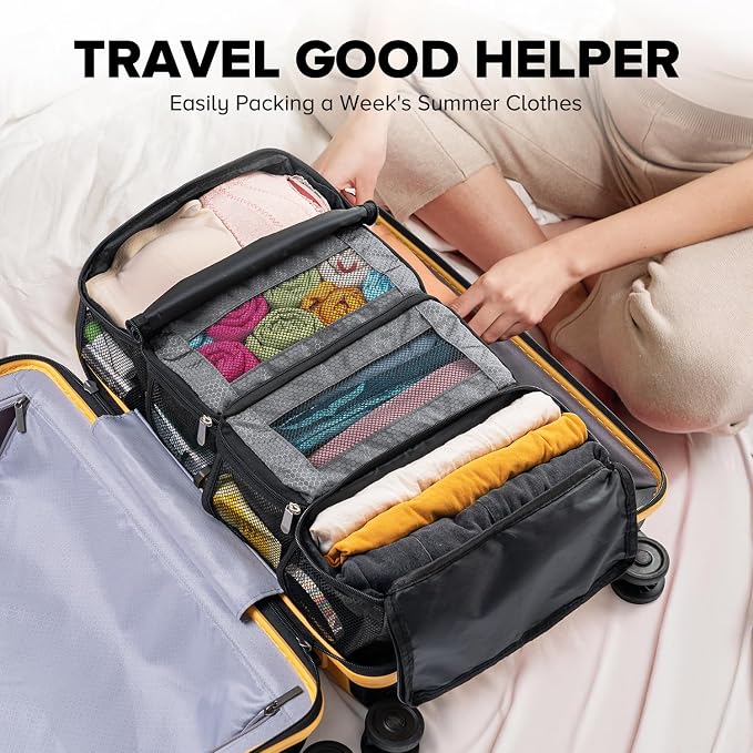 Suitcase Organizer, Travel Luggage Organizer Hanging Shelves Packing Cube Closet/Collapsible Portable Travel Organizer for Carry-on - Image 6