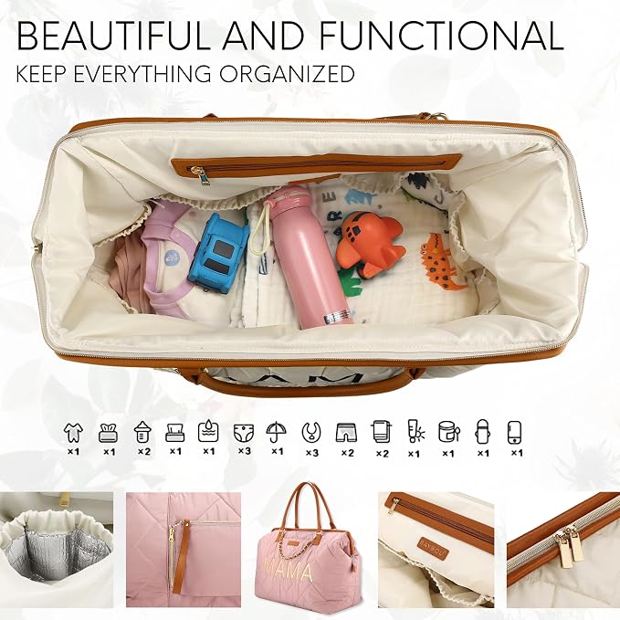 Mama Hospital Diaper Bag Tote for Labor and Delivery Essentials Mommy Bag for Baby and Travel Large - Image 8