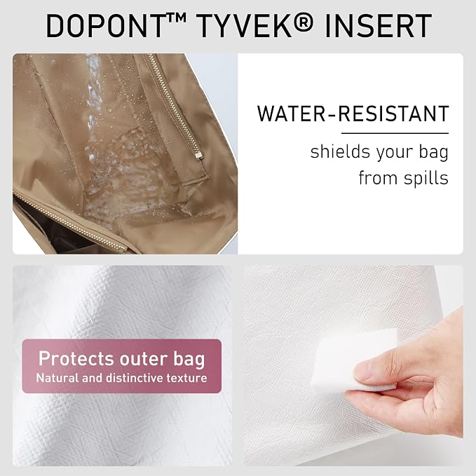 Dupont Paper Purse Organizer Insert, Coach Brooklyn 39 Bag Insert, Lightweight Water-Resistant Tote Bag Organizer Inner Shaper with 9 Pockets, Cup Holder & YKK Zipper - Image 6