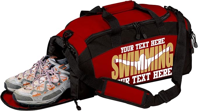 Personalized Swim Team Duffel Bag with Custom Name – Waterproof Swimming Gear Bag for Youth & Adults – Large Pool Bag with Shoe Compartment & Wet Pocket by all+about+me+company