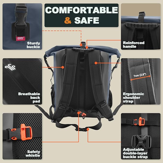 OSAH DRYPAK Waterproof Backpack Dry Bag 35L/55L/85L – Heavy Duty Roll-Top Hiking Backpack Sack Keeps Gear Dry for Travel, Kayaking, Boating, Camping, Rafting and Fishing - Image 4