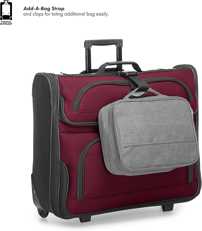 Travel Select Amsterdam Business Rolling Garment Bag, Softside Expandable Rolling 2-Wheeled Suit Carrier, Red, One Size - Image 5