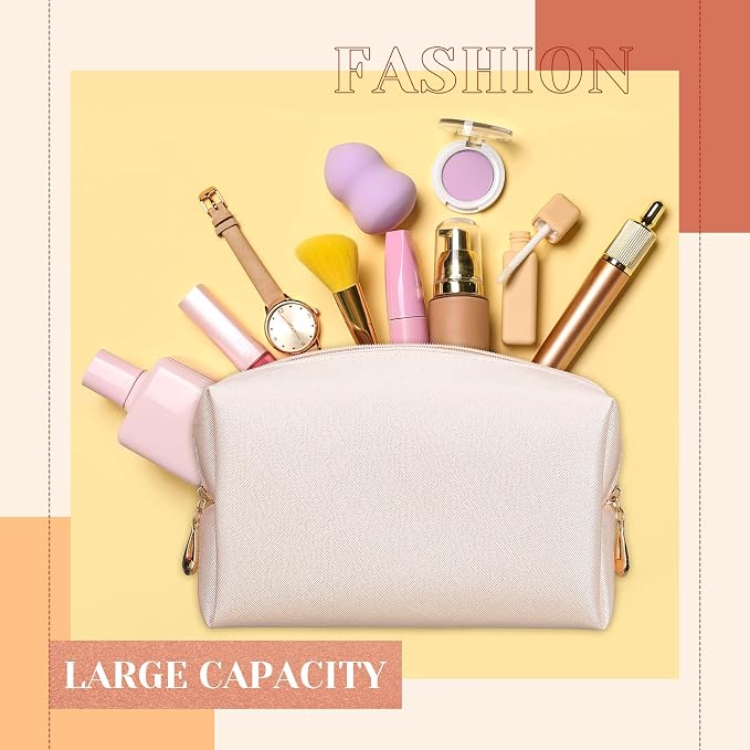 20 Pcs Preppy Makeup Bags PU Leather Cosmetic Pouch with Zipper Waterproof Make up Bags Toiletry Beauty Container for Women Bridal Shower Favors End of the Year Teacher Gifts(Golden) - Image 2