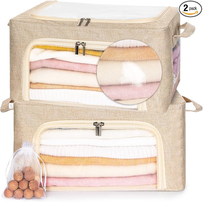 22L Cashmere Sweater Storage Bag And Natural Cedar Ball | BREATHABLE Cashmere Protection Pouch Friendly For Merino Wool/Knit Sweater Storage for Closet Shelf Stackable Knitwear Wool Clothes Organizer by ifeolo