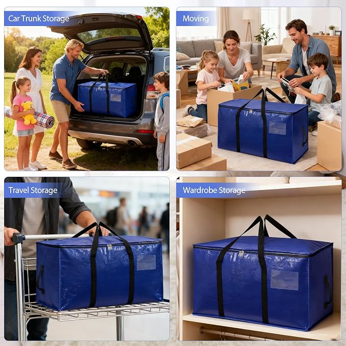 Moving Bags 4pcs Waterproof Moving Bags Large Travel Duffel Bags with Reinforced Handles, Clothes Organizer for Clothes Storage and Blankets for Moving and Traveling Bags 72L - Image 7