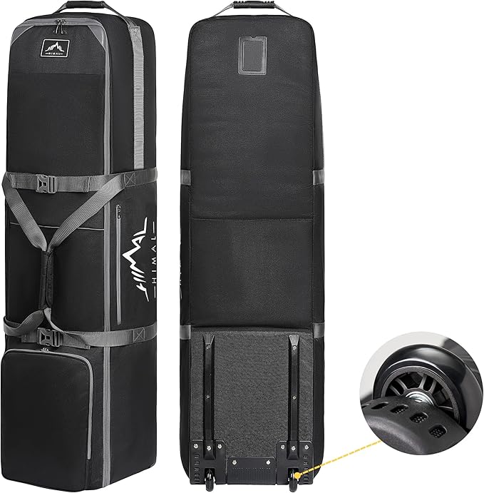 GoHimal Golf Travel Bag with Wheels, Heavy-Duty 1200D Oxford | Water-Resistant 1200D Oxford, Soft-Sided Design, Rolling Wheels, Universal Fit, Airline Travel, Suit for Unisex by Gohimal