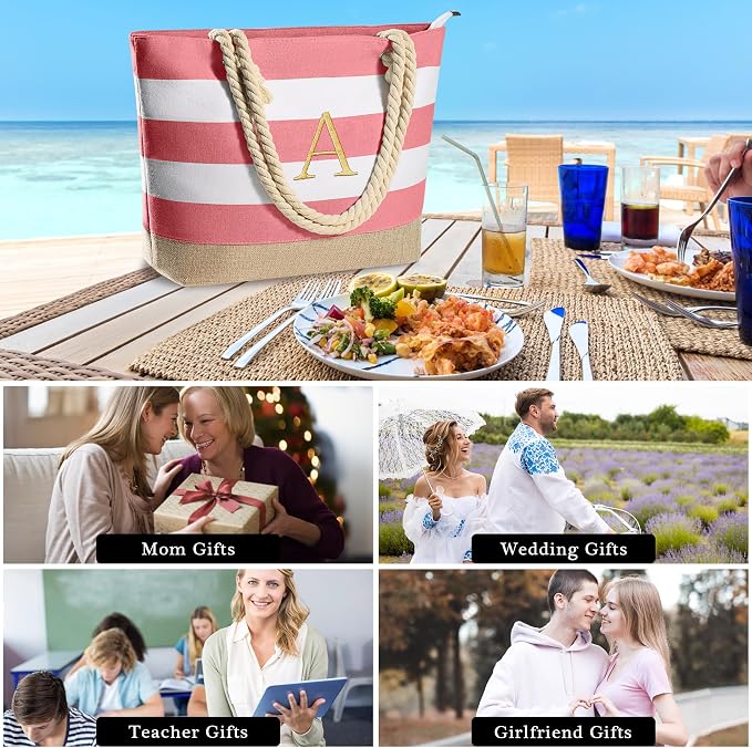 YOOLIFE Beach Bags for Women - Travel Canvas Beach Tote, Pool Waterproof Bag, Travel Essentials, Gifts for Women Birthday - Image 5