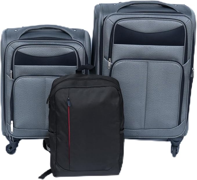 Merax Luggage Set Softshell 2 Piece 20/24 Expandable Suitcase with Backpack | Softside Lightweight Travel Carry on Luggage with Wheels,Gray by Merax