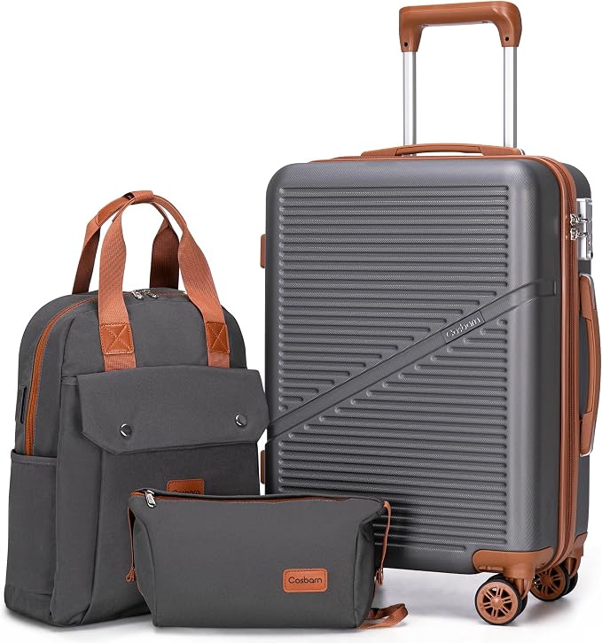 Cosbarn Carry On Luggage 22x14x9 Airline Approved, 20 Inch Carry on Suitcases with Wheels, ABS Lightweight Carry-on Luggage, Travel Suitcase Set with Wheels and TSA Lock by Cosbarn