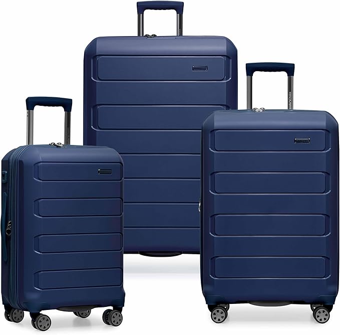 Traveler's Choice Pagosa Hardshell Expandable Luggage with Spinner Wheels, Navy, 3-Piece Set (22/27/30) by TravelersChoice