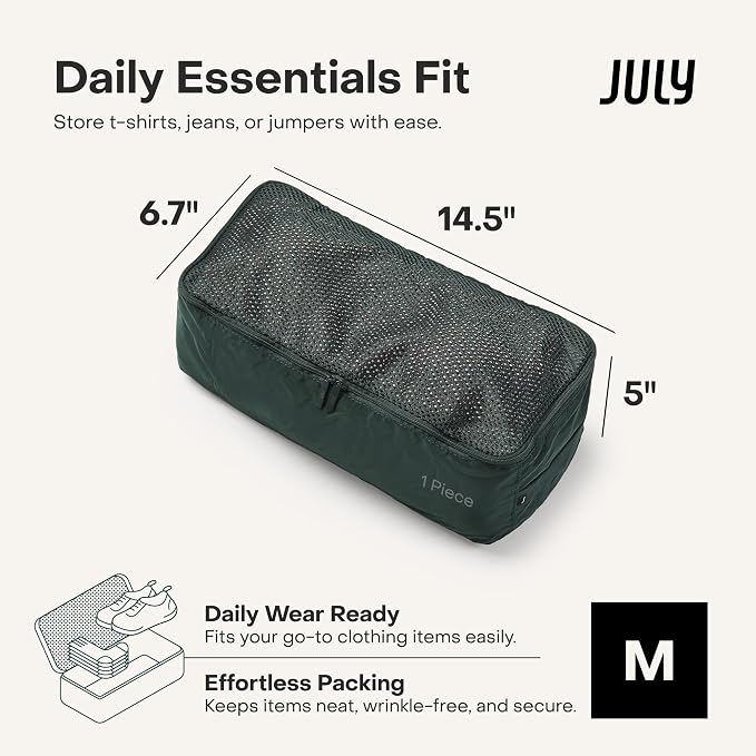 July Packing Cells - 4 Set Packing Cubes Luggage Organizer Bags (S, M, 2 x L), Must-Have Suitcase Organizer for Travel, Road Trip & Camping Accessories, Stain-proof, Washable, 3 Sizes - Forest - Image 4