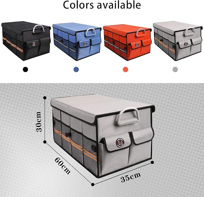 Trunk Organizer, LIBZAKI Cargo Organizer, Premium Multi Compartments Collapsible Portable Trunk Storage for auto, SUV, Truck, Minivan -Grey - Image 6