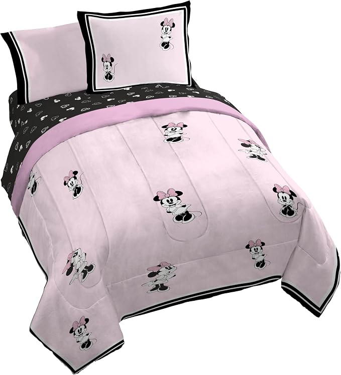 Jay Franco Kids Comforter Set Includes Sheets and Pillow Covers - Soft and Cozy Bed Set for Stylish Room Decor, Official Licensed Bedding, Multi - Minnie Mouse, 7 Piece Queen by JayFranco