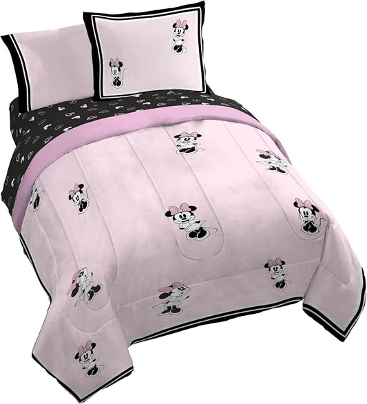 Jay Franco Kids Comforter Set Includes Sheets and Pillow Covers - Soft and Cozy Bed Set for Stylish Room Decor, Official Licensed Bedding, Multi - Minnie Mouse, 7 Piece Queen by JayFranco