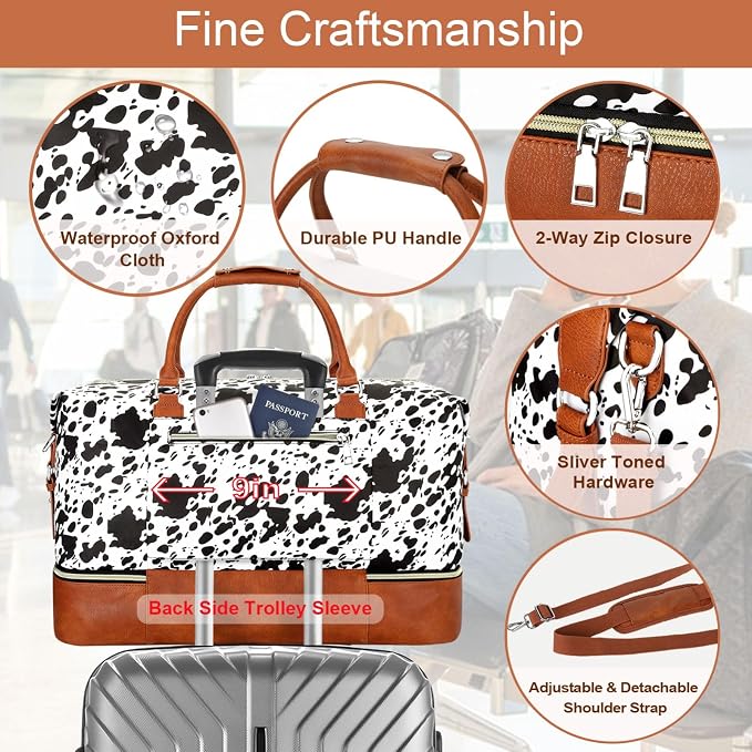 ITIEZY Weekender Overnight Bag for Women - Large Travel Duffel Bag with Shoe Compartment, Gym Duffel Bag Hospital Bag Carry On Tote Bags for Airplanes with Crossbody Bag Toiletry Bag 3Pcs Set - Image 5