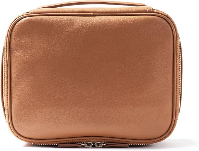 Leatherology Cognac Nested Travel Organizer Trio – 3-Piece Leather Packing Set with Mesh Pocket, Elastic Loops & Water-Resistant Lining – Compact Storage for Tech, Toiletries & Travel Essentials - Image 5