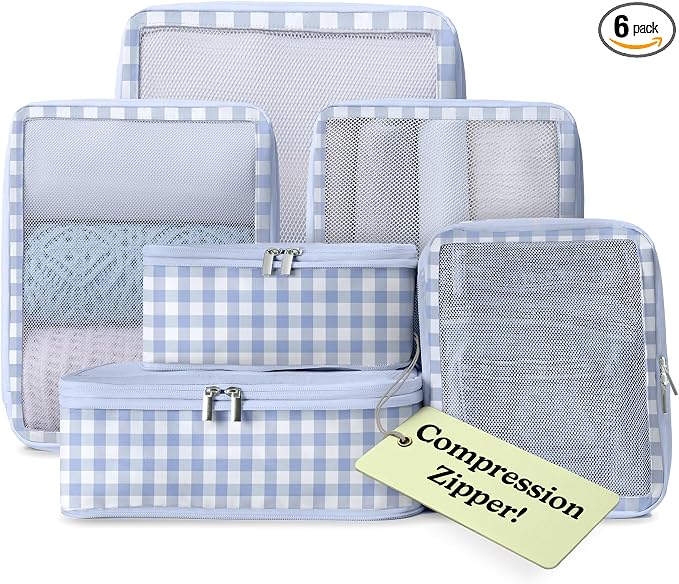 Vandel Space-Saving Compression Packing Cubes for Women, Men, 6-Pack Compressible Carry On Suit Case Organizer Luggage Packing Cubes for Travel Compression Organizer Bags for Luggage, Suitcase Cube by VANDEL