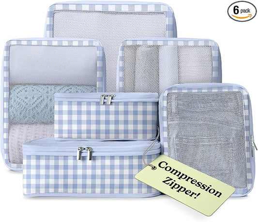Vandel Space-Saving Compression Packing Cubes for Women, Men, 6-Pack Compressible Carry On Suit Case Organizer Luggage Packing Cubes for Travel Compression Organizer Bags for Luggage, Suitcase Cube by VANDEL