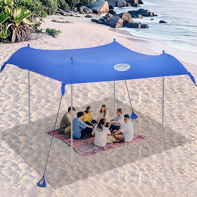 UMARDOO Family Beach Tent Canopy Sun Shade Portable, Large Compact Beach Sun Shelter Easy Setup with Packable Bag for Outdoor Travel (Blue, 12X12 FT.) by UMARDOO