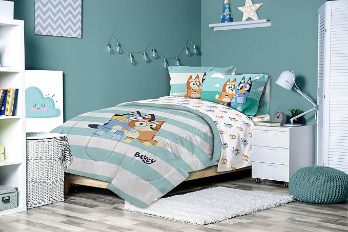 Bluey Bingo Full Comforter Set 7 Piece Soft Kids Cartoon Bedding, Multi | Bed in a Bag, Comforter Sheets Shams Pillowcases, Official Brand, Soft Microfiber, Machine Washable, Kids Gift - Image 7