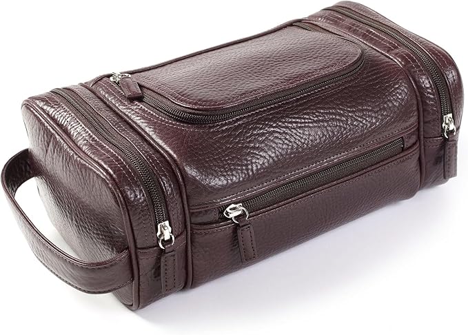 Leatherology Premium Espresso Multi Pocket Toiletry Bag – Full-Grain Leather Travel Dopp Kit with Multiple Zippered Compartments | Spacious, Durable Organizer for Toiletries & Grooming Essentials - Image 2