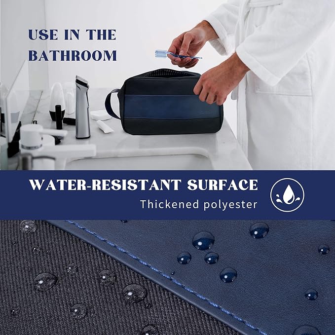 Vorspack Toiletry Bag for Men - Water Resistant Travel Bag for Toiletries, Lightweight Hygiene Bag for Bathroom, Travel Essentials, Gifts - Black&Blue - Image 5