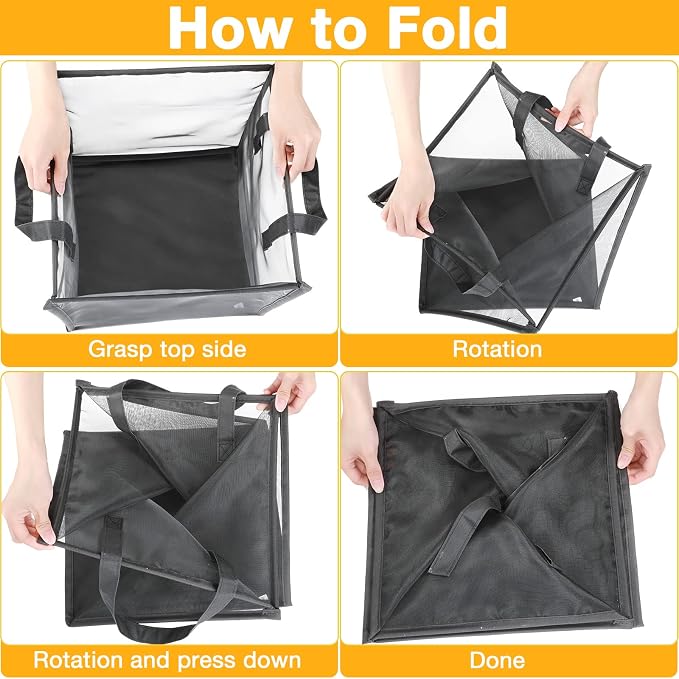 Zopeal 1 Pack Popup Laundry Hamper 13 Inch Collapsible Laundry Baskets with Handles Mesh Clothes Baskets Portable Single Layer Foldable Clothes Hamper Square Bin for Washing (Grey,Single-layer) - Image 3