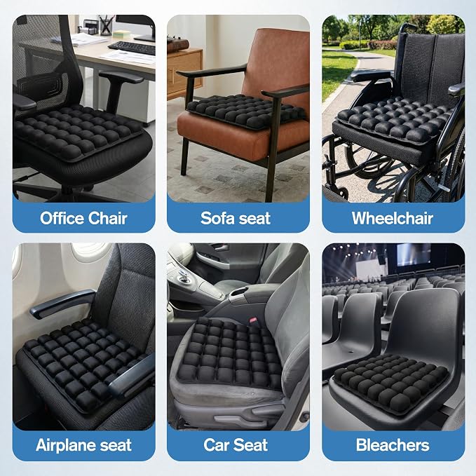Sondour Travel Cushion Airplane Seat,Airplane Cushion for Long Flight,Press-Type Inflatable Wheelchair Seat Cushion,42 Airbags for Car,Office,Stadium,Ergonomic Comfort Support Pressure Relief-Black - Image 7