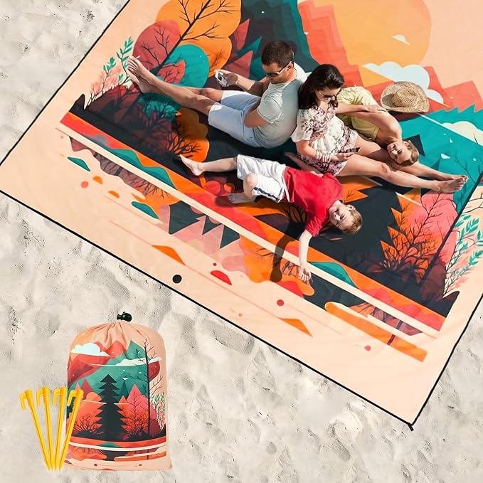 HIHOHO Beach Blanket Waterproof Sandproof Extra Large Beach Mat 79" X 83"/120"x108"for 1-8 Adults Quick Drying Durable Outdoor Picnic Mat for Beach Travel Camping Hiking - Image 6