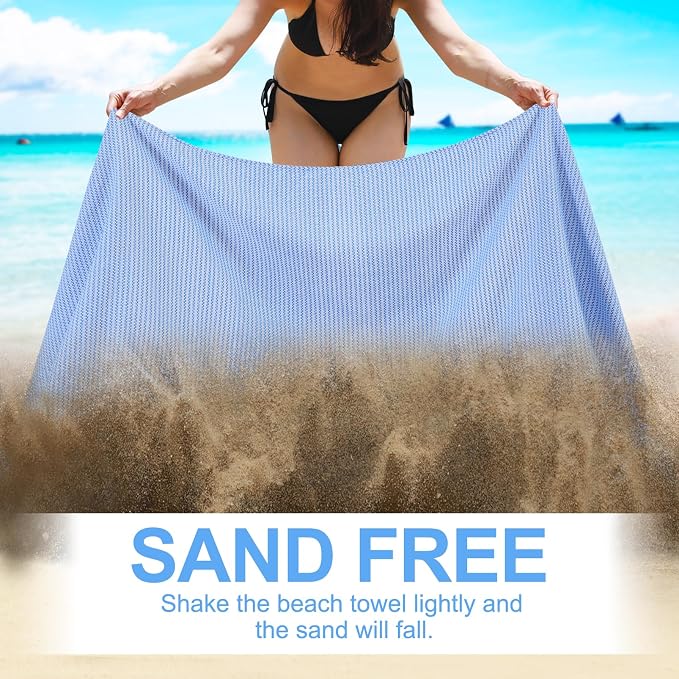 6 Packs Oversized Turkish Beach Towels Set Bulk Clearance Sand Free Pool Swim Bathroom Camp Large No Sand Towel Adults Travel Essentials Cruise Must Haves Accessories Vacation Stuff Deep Blue Dot Set - Image 3