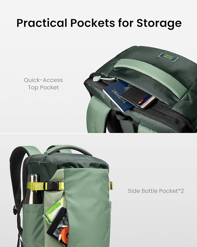 tomtoc 28/40L Travel Backpack, TSA Carry On/Personal Item Bag Flight Approved, Water-resistant Carry on Luggage, PFAS Free - Image 7