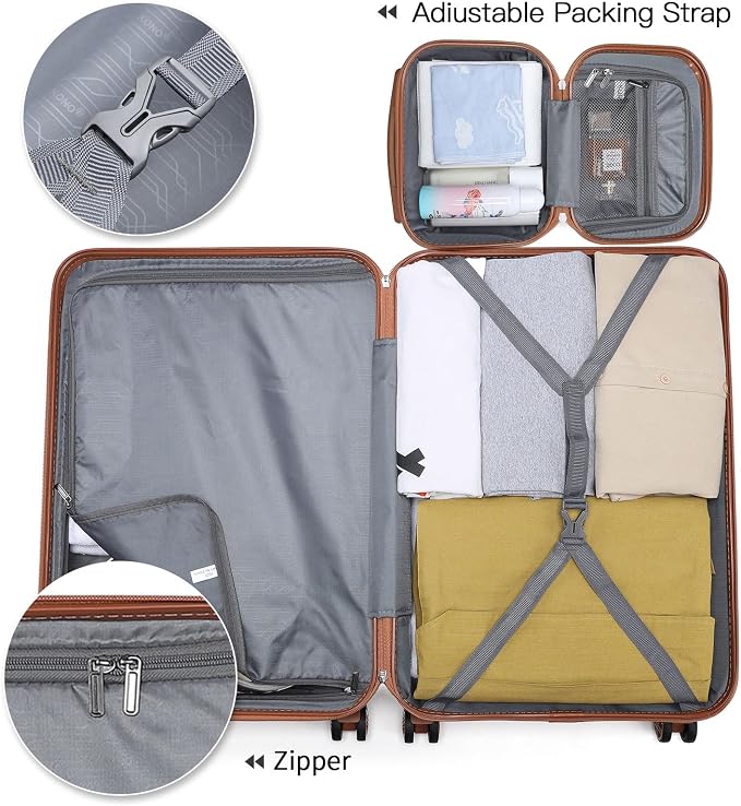 Kono Carry On Luggage Set Airline Approved with Spinner Wheels | Lightweight PC+ABS Carry On Suitcase with TSA Lock Durable Luggage Hardside White - Image 6
